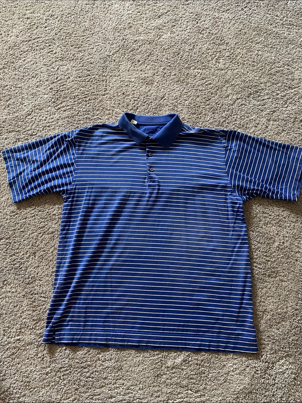 Cutter & Buck Navy and White Striped Polo Shirt